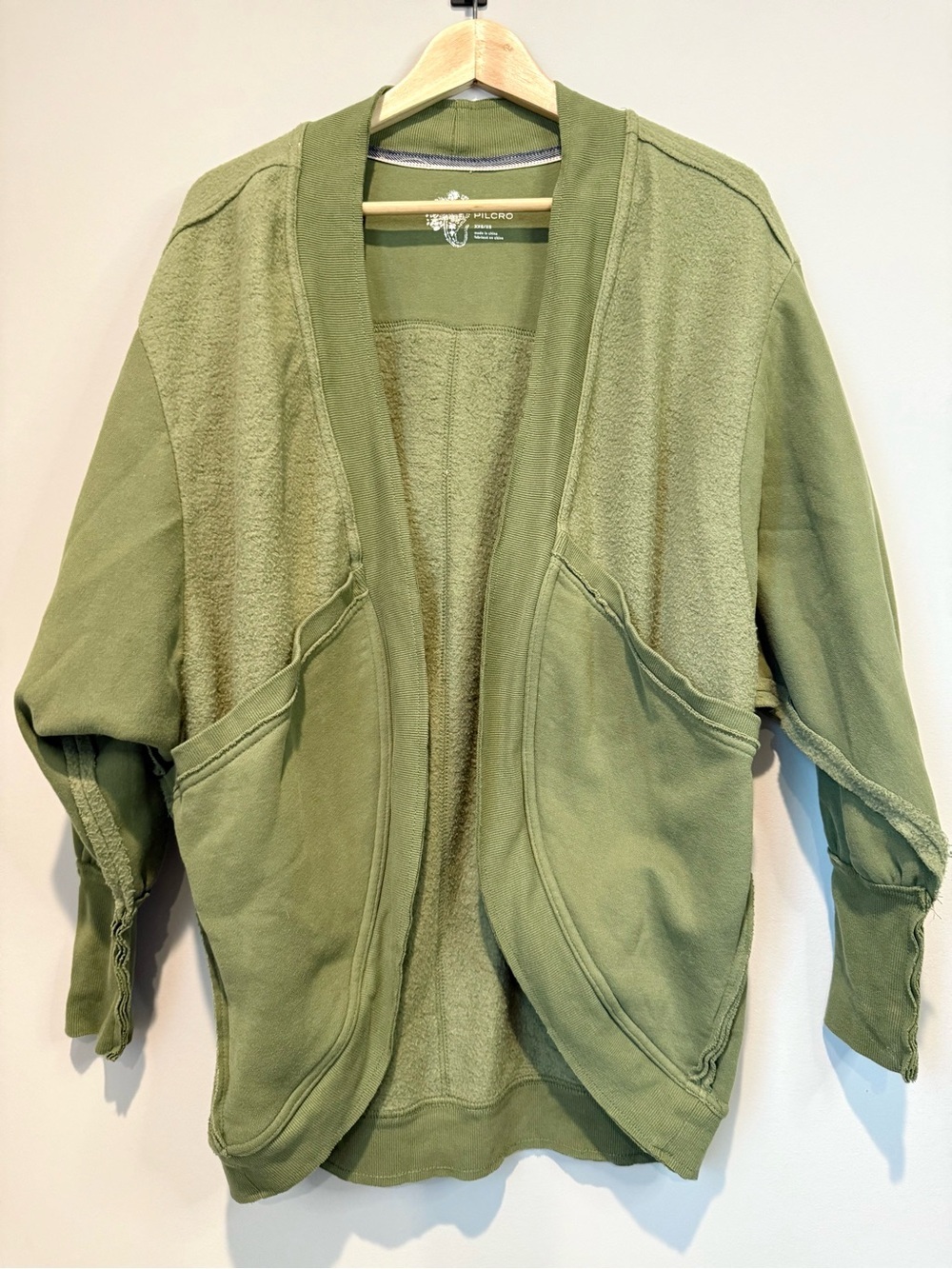Anthropologie Pilcro Aubrey Fleece Oversized Cardigan - Moss Olive Green